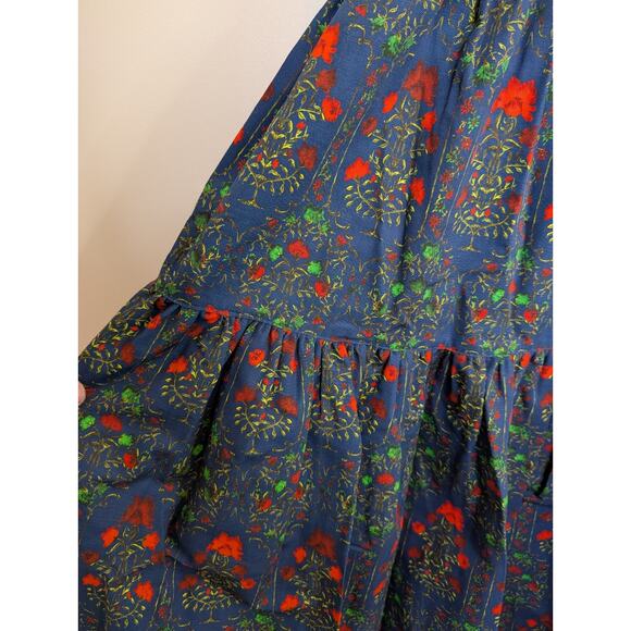 Hunter Bell Midnight Garden Midi Dress Size 8 Blue Floral Tiered Tie Strap - Picture 6 of 10